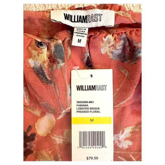 William Rast Pink Ruffle Cold Shoulder Top Fabiana Lobster Bisque Medium NWT. - Picture 7 of 7